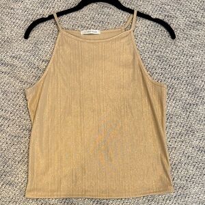 Caution to the wind Metallic Gold Tank Top